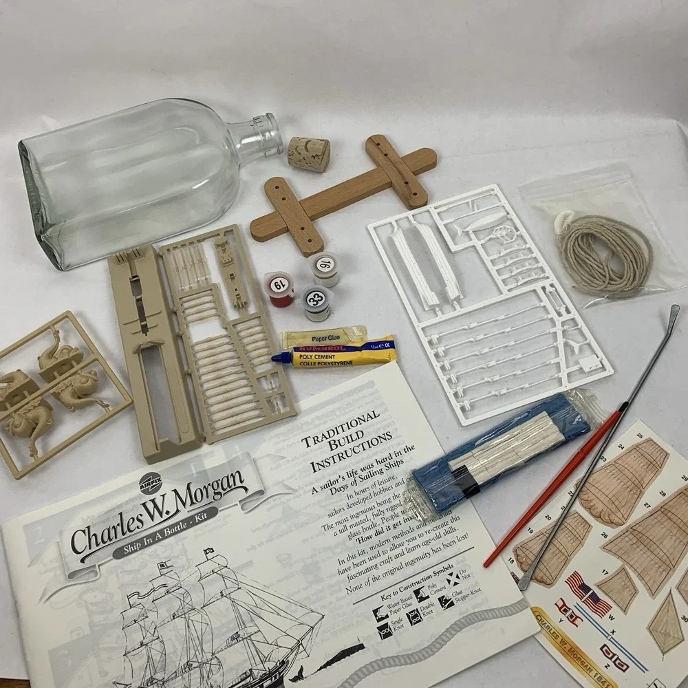 Vintage 90s Airfix Charles W Morgan Ship In A Bottle Kit Hasbro Model Toy Hobby